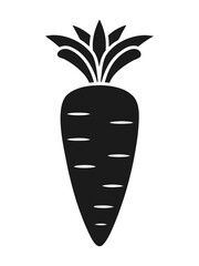 Black silhouette vegetable carrot icon and vector illustration