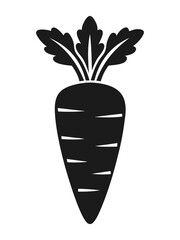 Black silhouette vegetable carrot icon and vector illustration