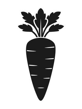 recommend clip art: Black silhouette vegetable carrot icon and vector illustration