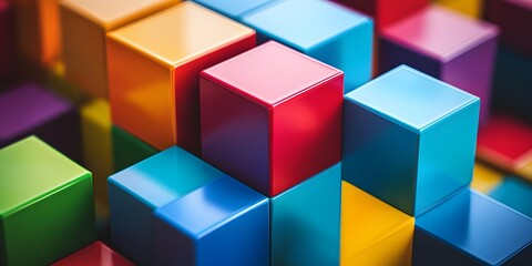 Naklejka premium Colorful Cubes Abstract Pattern Background