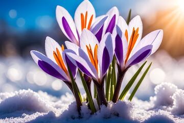 crocuses in snow