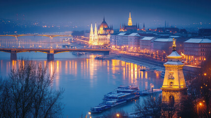 Obraz premium Communication technology in Hungary: Expansion of mobile networks and digital communication,