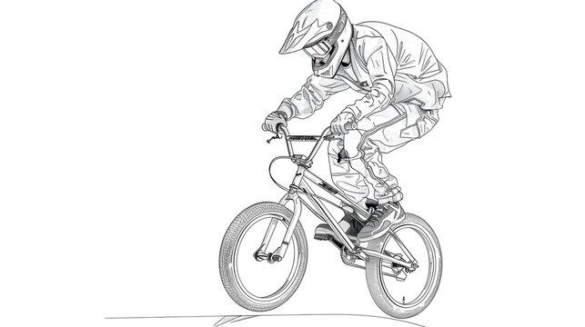 bmx rider black and white action clip art preview