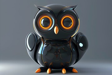 Sleek 3D Robot Owl Logo Design for Branding and Graphic Applications