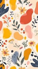 Abstract Floral Pattern with Yellow and Orange Colors