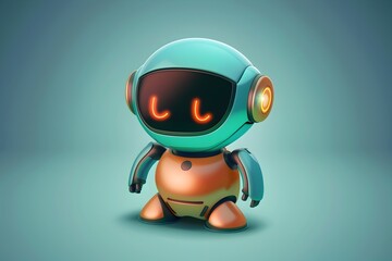 Fototapeta premium Sleek and Smooth 3D Robot Logo with Minimalist Cartoon Design