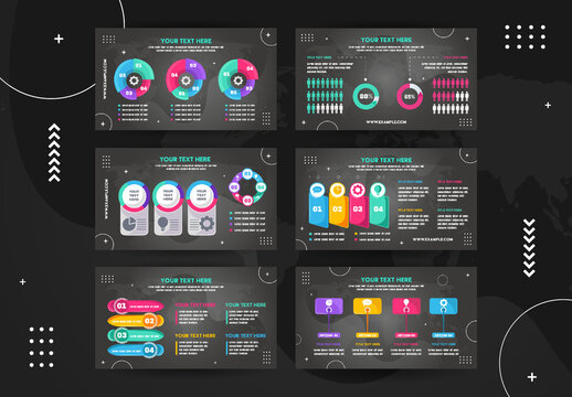 Dark Modern Infographic Presentation Slide Template Set