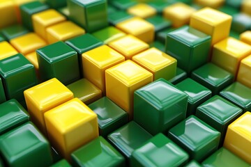 Obraz premium Abstract Background with Green and Yellow Cubes