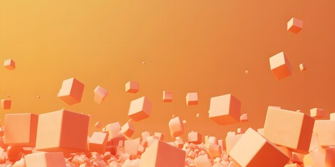 Fototapeta premium Abstract Minimalist Orange Cube Shapes Geometric Background