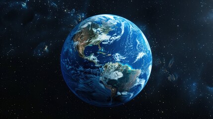 Obraz premium Earth from Space with Stars