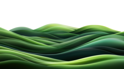 Green hills landscape with transparent background