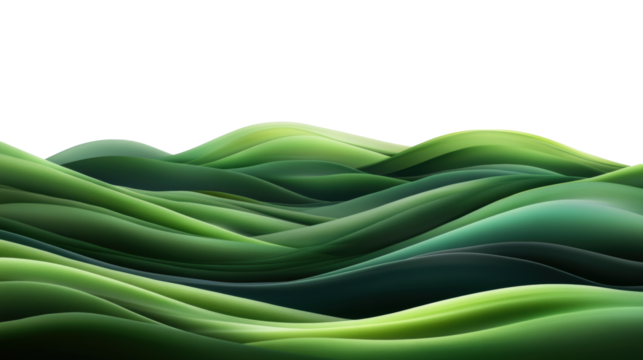 Green hills landscape with transparent background