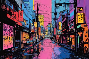 Fototapeta premium Illustration of a colorful urban city