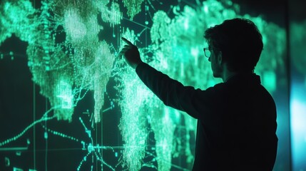 Cyber Hacker Manipulating Digital Map to Track Sensitive Information