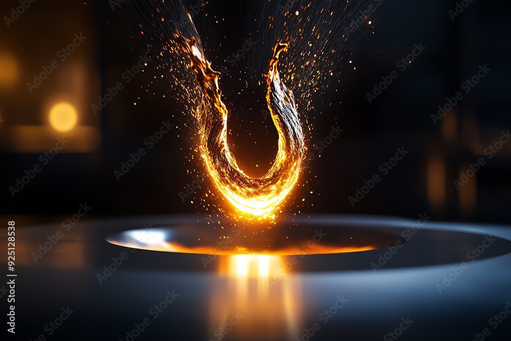 Fototapete Abstract water splash with golden light, creating a unique and captivating image. Perfect for design projects or as a standalone piece.