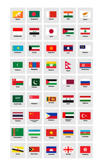 All country flags of the Asian continent, Vector Illustration