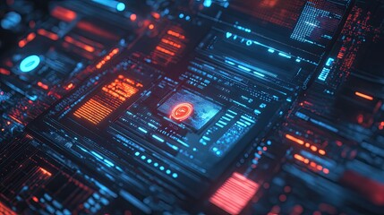 Obraz premium Futuristic holographic communication interface with glowing data streams.