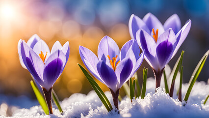 crocuses in snow