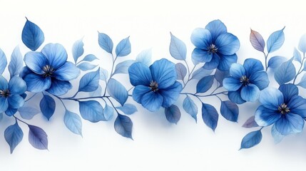Fototapeta premium Elegant blue flowers with watercolor effect - generative ai