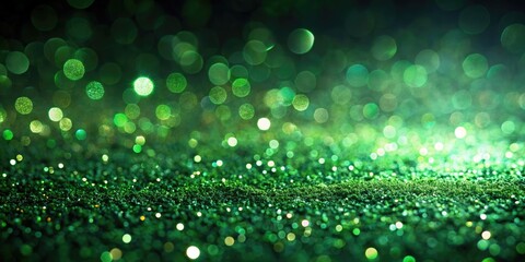 Obraz premium Green glitter on a dark background, green, glitter, sparkles, shiny, background, texture, vibrant, vivid, festive, decoration