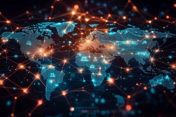 Global Digital Business Network Connection Illustration created with Generative AI