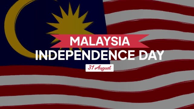 Animated video Malaysia Independence Day concept. Full length animation illustration. High quality 4k footage.