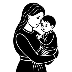 mother and child vector illustration, baby vector art, mother and baby silhouette, mother vector icon, mother and child line art, eps