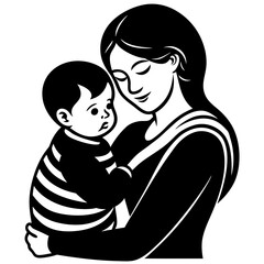 mother and child vector illustration, baby vector art, mother and baby silhouette, mother vector icon, mother and child line art, eps