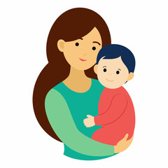 mother and child vector illustration, baby vector art, mother and baby silhouette, mother vector icon, mother and child line art, eps