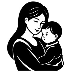 mother and child vector illustration, baby vector art, mother and baby silhouette, mother vector icon, mother and child line art, eps