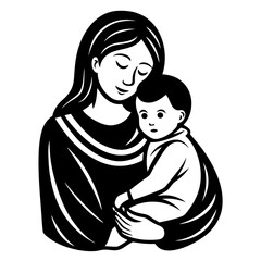 mother and child vector illustration, baby vector art, mother and baby silhouette, mother vector icon, mother and child line art, eps