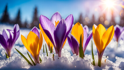 crocuses in snow