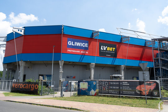 Piotr Wieczorek Municipal Stadium. Home ground of Piast Gliwice football club. Stadion Miejski im. Piotra Wieczorka w Gliwicach or Stadion Piasta Gliwice on June 29, 2024 in Gliwice, Poland.