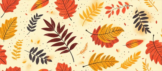 golden autumn fall tree leaf seamless pattern background