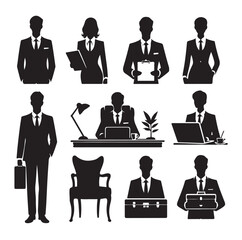 Secretary silhouette vector illustration set