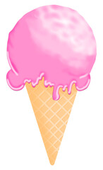 pink creamy ice cream cone icon.