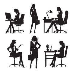 Secretary silhouette vector illustration set