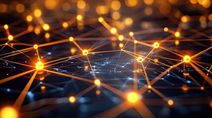 Abstract image of a global communication web, with interconnected glowing nodes