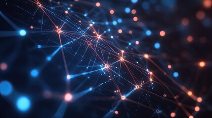 Obraz premium Abstract image of data flowing through a communication network, with glowing lines.