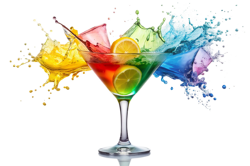 Vibrant cocktail splashes png