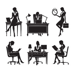 Secretary silhouette vector illustration set