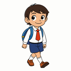 child going back to school isolated on white, child going back to school vector illustration, child vector art, Boy with a bag silhouette, education vector icon, child going back to school line art, e