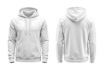 Blank white sweatshirt mockup set, front and back side view.