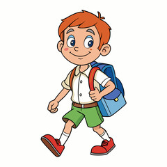 child going back to school isolated on white, child going back to school vector illustration, child vector art, Boy with a bag silhouette, education vector icon, child going back to school line art, e