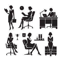 Secretary silhouette vector illustration set