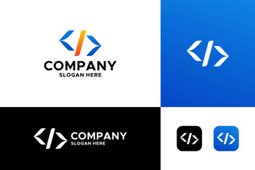 Fototapeta premium Code logo designs vector illustrations