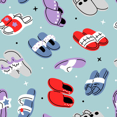 Vector seamless background pattern with slippers for surface pattern design 