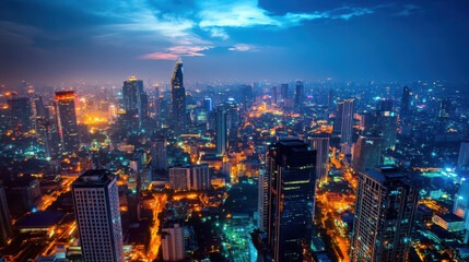 Obraz premium Communication technology in Thailand: Expansion of mobile networks and digital communication,