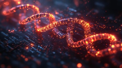 Digital glowing dna helix - generative ai