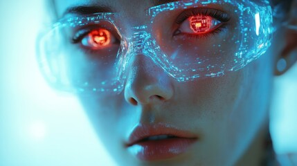 Cyberpunk Woman with Glowing Red Eye